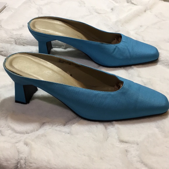 light blue mules shoes